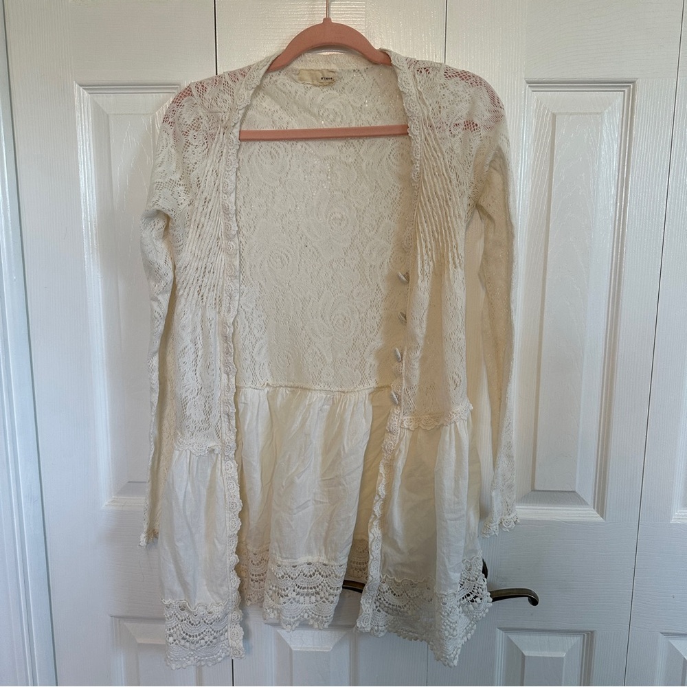Cream Lace Cardigan